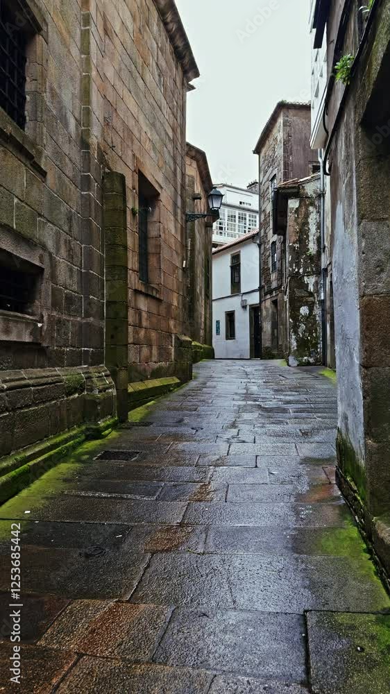 Narrow Historic Alleyway with Weathered Architecture Narrow Historic Alleyway with Weathered Architecture