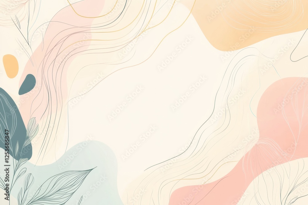 Flowing abstract lines capture the essence of gentle spring breezes in a serene pastel atmosphere. Generative AI Flowing abstract lines capture the essence of gentle spring breezes in a serene pastel atmosphere. Generative AI