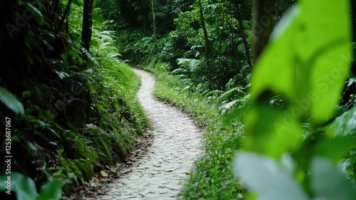 Wallpaper Mural Curving path through dense green forest vegetation Torontodigital.ca