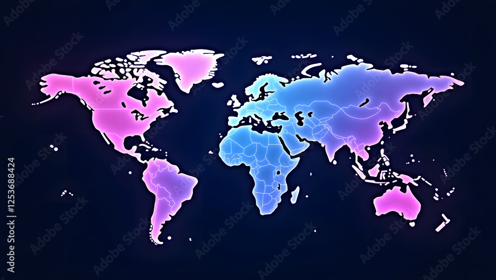 Fototapeta premium Abstract Global Map with Gradient Colors and Interconnected Lines