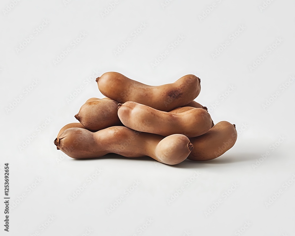 Tamarind Pods: A close-up shot of fresh tamarind pods, showcasing their distinctive brown color and curved shape, ready for culinary or medicinal use. Tamarind Pods: A close-up shot of fresh tamarind pods, showcasing their distinctive brown color and curved shape, ready for culinary or medicinal use.