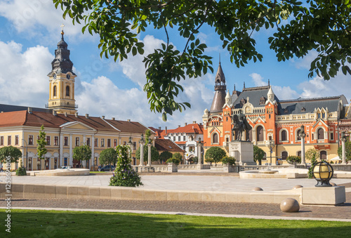 Piata Unirii (Unity Square) and Art Nouveau buildings in Oradea old town, Transylvania, Romania