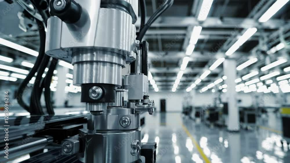 Large Production Line with Industrial Robot Arms at Modern Bright Factory. Solar Panels are being Assembled on Conveyor. Automated Manufacturing Facility Large Production Line with Industrial Robot Arms at Modern Bright Factory. Solar Panels are being Assembled on Conveyor. Automated Manufacturing Facility