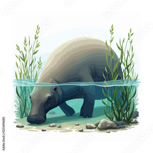 Marine mammals vector illustration. Underwater animal
