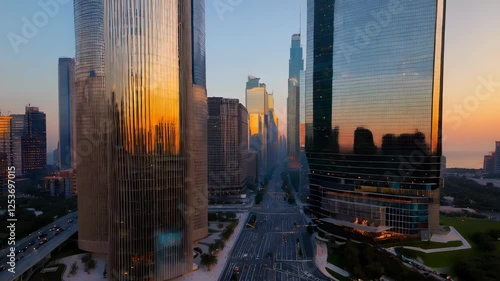 Sunset Reflections in Urban Skyscrapers