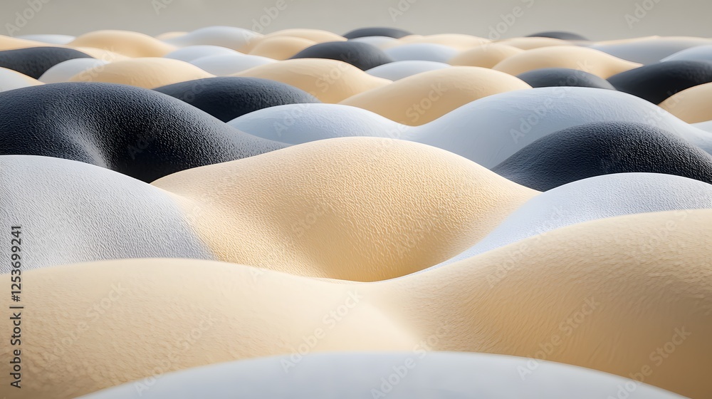 Obraz premium Abstract Landscape of Soft Curves and Textured Waves in Neutral Tones