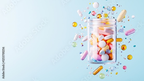 Colorful Capsules Showcasing Future Medicine Innovation and Healthcare Advancements.