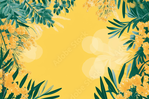 Aabstract floral background. Mimosas for International Women's Day/
