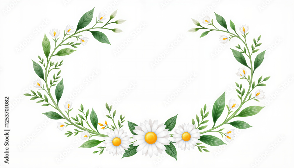 Seasonal watercolor wreath with snowdrops and daisies, spring transition Seasonal watercolor wreath with snowdrops and daisies, spring transition