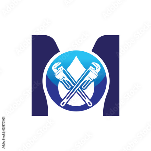 Letter M logo, M logo, AI logo set, Professional plumbing logo design, clean and modern. Ideal for plumbing services, water repair, pipe fitting, maintenance, and home service branding.