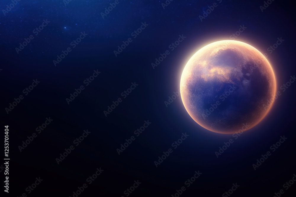 Fototapeta premium Bright full moon illuminating a dark night sky over a tranquil horizon