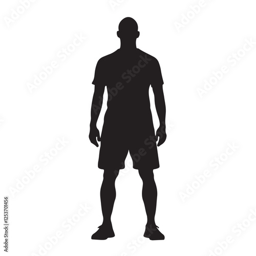 Silhouette of a Bald Man Standing - Vector Illustration