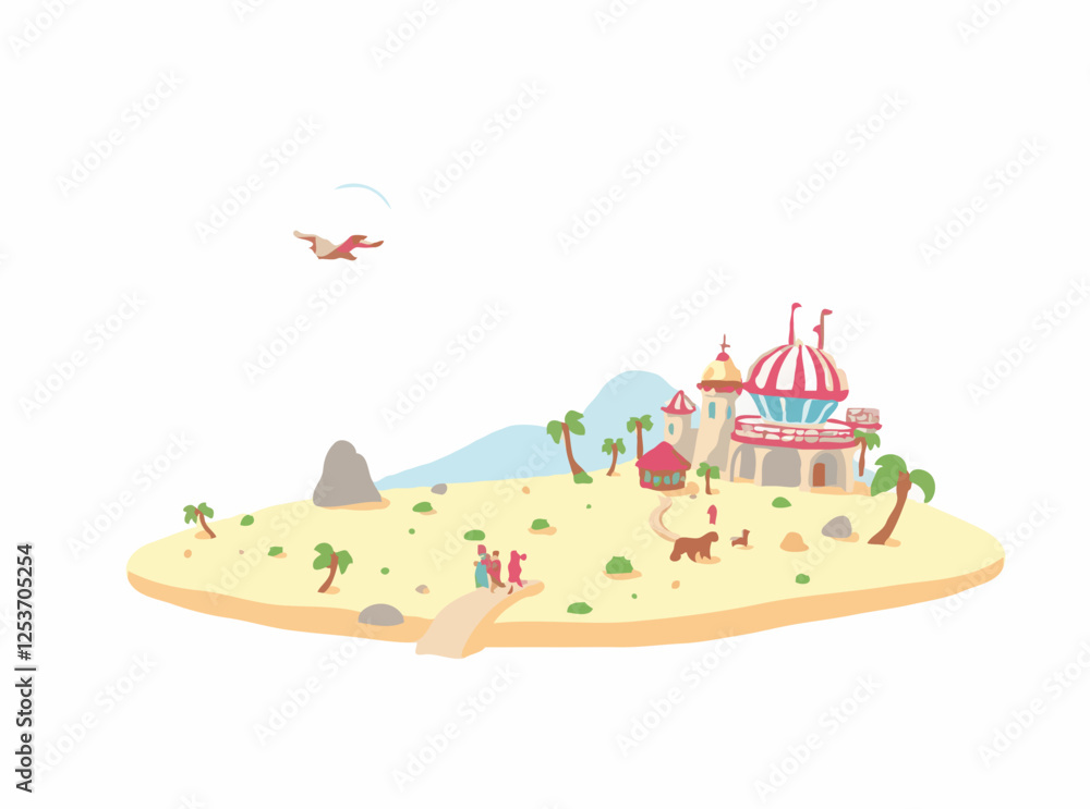 Tourist Destination on Alien Planet Vector Background Tourist Destination on Alien Planet Vector Background