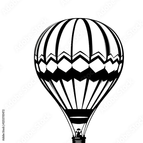 Stylized Hot Air Balloon in Monochrome with Geometric Patterns with Copy Space