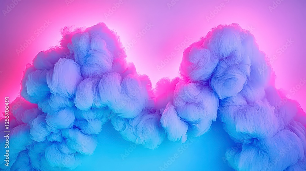 Fototapeta premium Colorful Smoke Clouds with Neon Pink and Blue Background Lighting