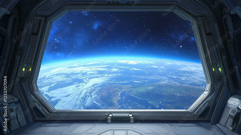 Naklejka premium Breathtaking view of earth from space station, aweinspiring perspective of our planet