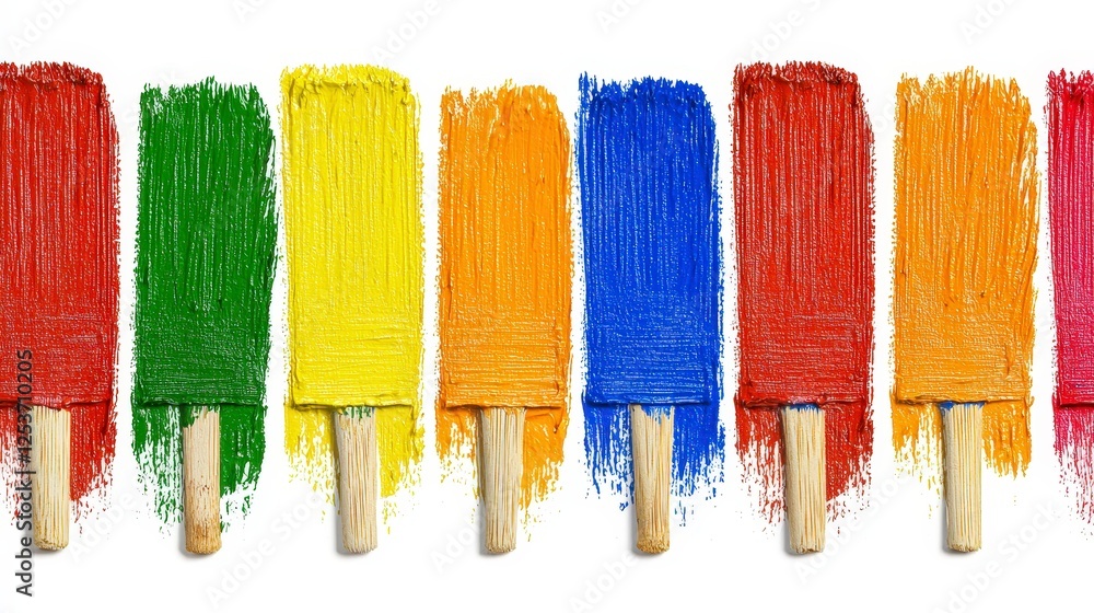 Colorful Paint Tools with Fresh Brush Strokes on White Background Colorful Paint Tools with Fresh Brush Strokes on White Background