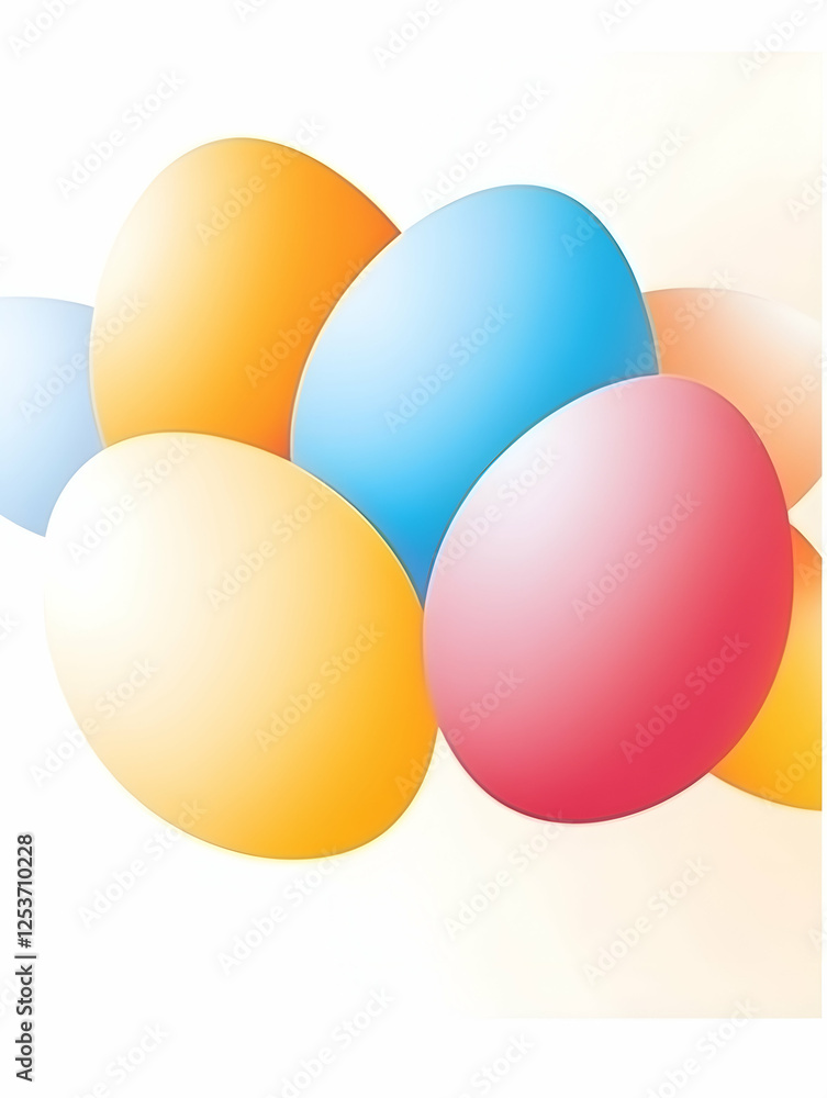 Colorful Easter eggs, stacked together, floating on a plain background, ideal for Easter celebration or holiday themed design elements Colorful Easter eggs, stacked together, floating on a plain background, ideal for Easter celebration or holiday themed design elements