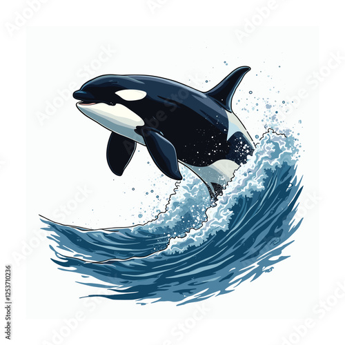 Marine mammals vector illustration. Underwater animal