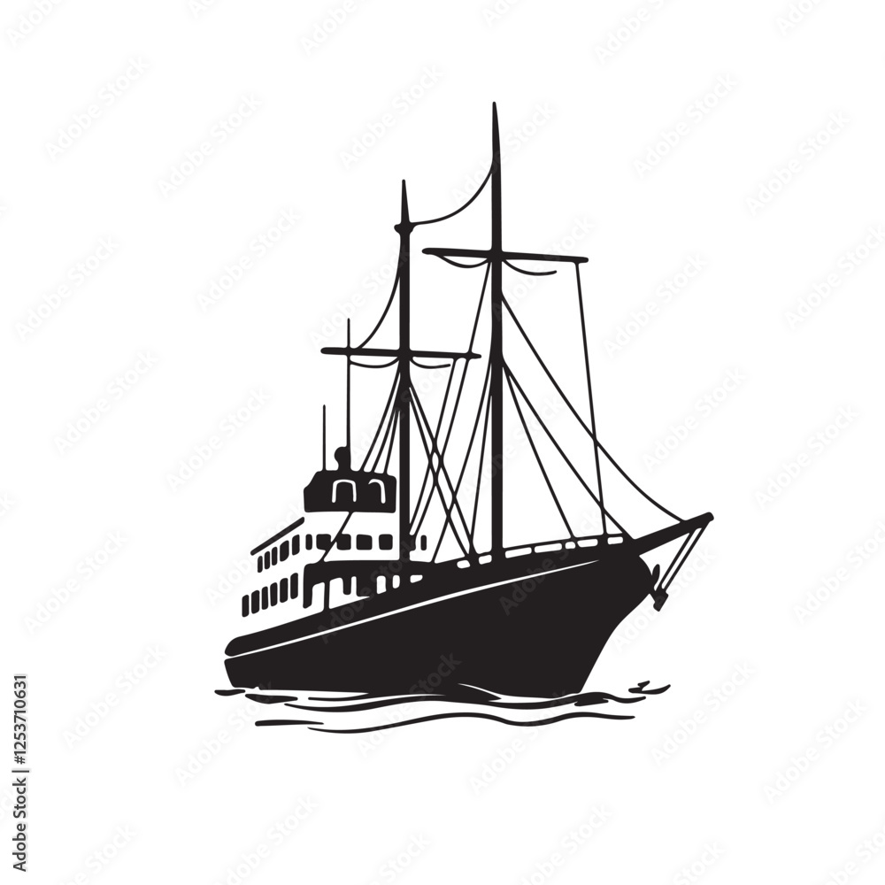 Cruise Ship Illustration for Logo Concept - Vector Illustration Cruise Ship Illustration for Logo Concept - Vector Illustration