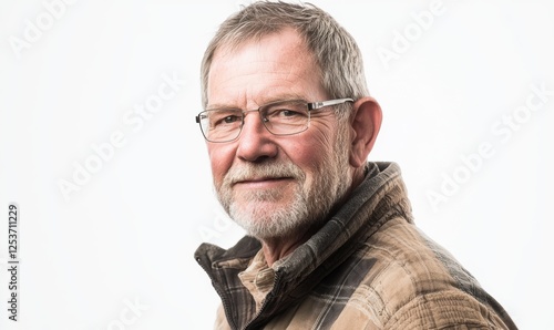 Fashion Portrait of a Farmer Man in his 50s Isolated on a White Background