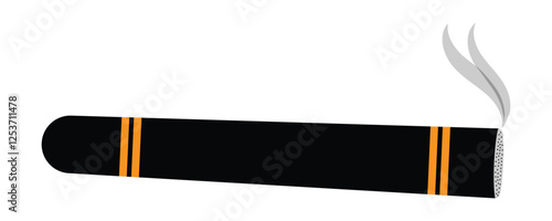 Cigarette with smoke vector icon. Tobacco concept sign in vector flat. Black cigarette icon isolated on white background. Vector illustration.