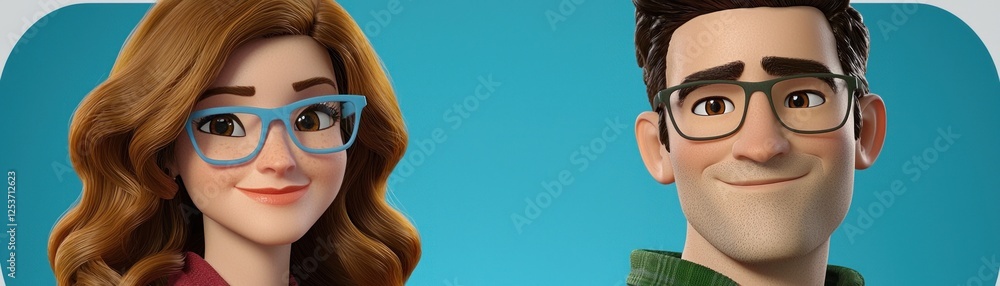 Cartoon couple, casual, indoors, possible use for education, kids Cartoon couple, casual, indoors, possible use for education, kids