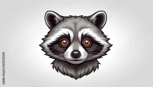 adorable raccoon mascot logo with a detailed illustration on a white background photo