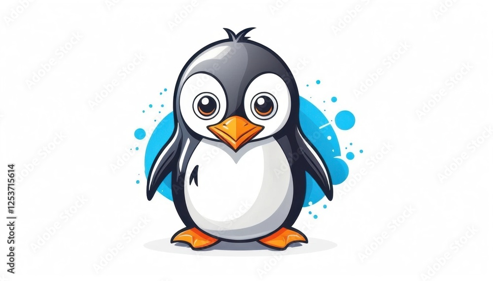 Obraz premium artistic penguin mascot logo with quirky illustration on a white background
