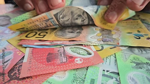 Counting Australian Bank Currency Note