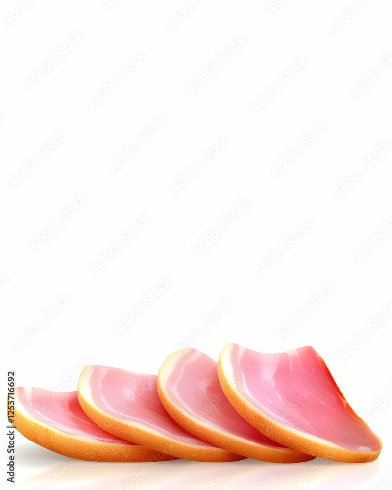 Sliced pork ears appetizers are arranged, on a white background. For bar snack ads or recipes