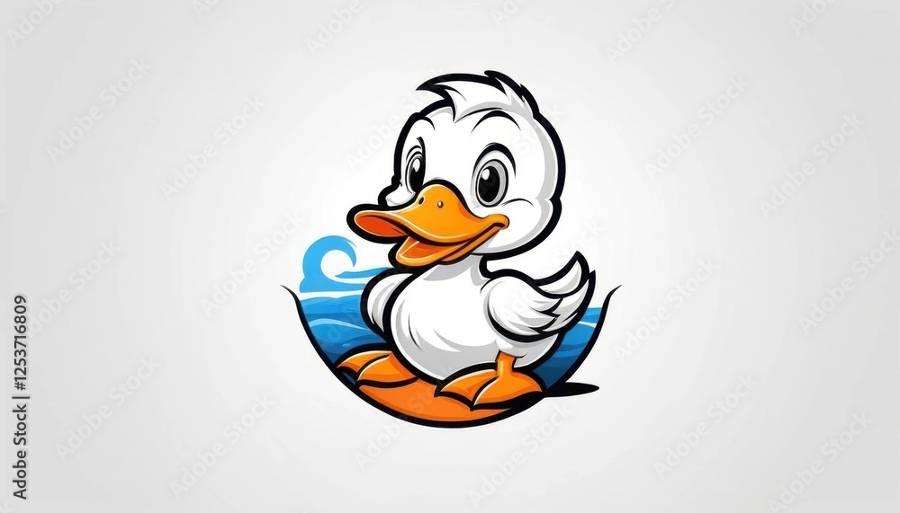Obraz premium charming duck mascot logo with simple, smooth illustration on a white background