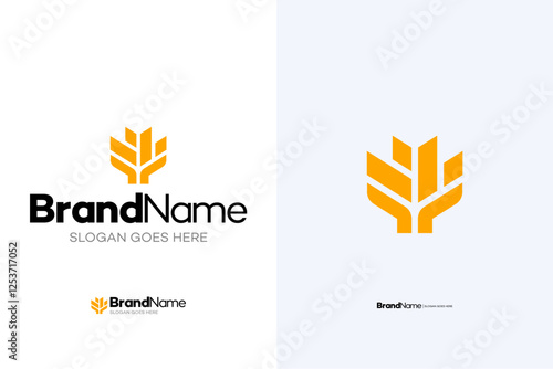Creative agriculture wheat logo design, Minimalist vector icon design template.