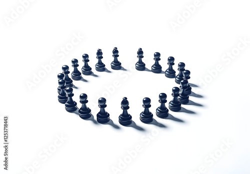 Chess Pawns Forming an Emperor s Crown Shadow on White Background photo