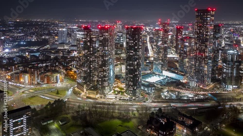 Manchester City Centre at Night: A Timelapse of Deansgate Square's Urban Growth