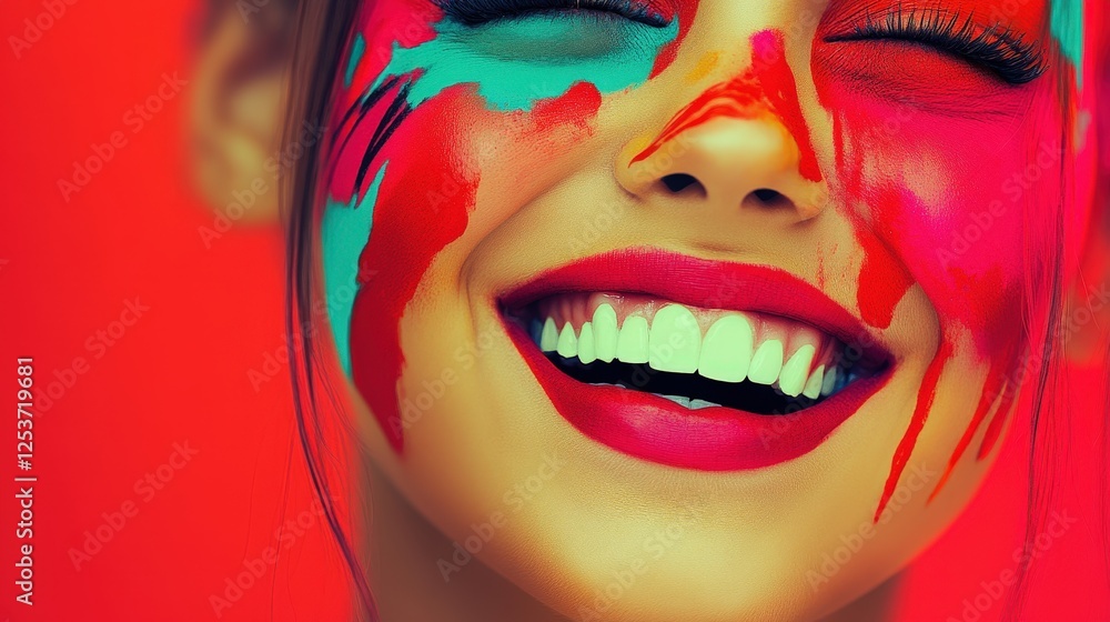 Vibrant Smile With Bright Colors and Joyful Expression Vibrant Smile With Bright Colors and Joyful Expression