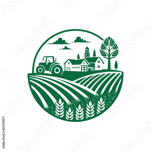 agriculture soil farm, crop field logo silhouette vector line art logo design