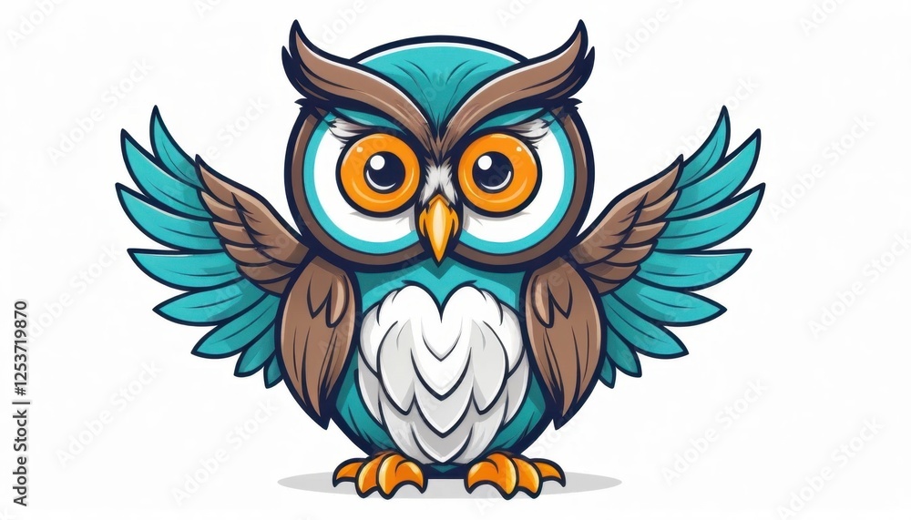Fototapeta premium cheerful owl mascot logo with whimsical illustration on a white background