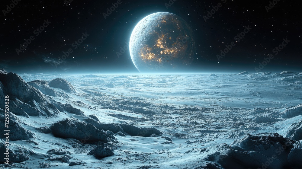 Fototapeta premium A digitally rendered image of Earth viewed from space,