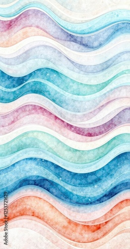 Watercolor Wave Pattern with Soft and Gentle Movement, peaceful ambiance, organic shape, gentle flow