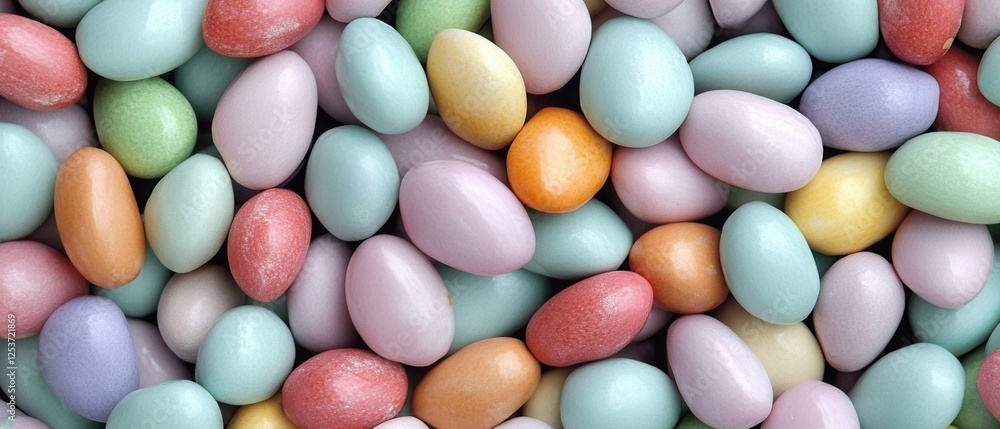 A vibrant close-up of assorted candy eggs in various colors, showcasing their glossy finishes and playful designs, perfect for festive occasions. A vibrant close-up of assorted candy eggs in various colors, showcasing their glossy finishes and playful designs, perfect for festive occasions.