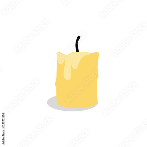 Burnt out candle isolated on white background