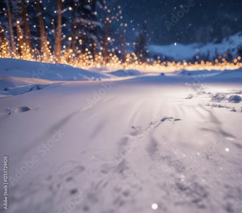 Wallpaper Mural Twinkling lights against a snowy white surface, wintry, lights, cold Torontodigital.ca