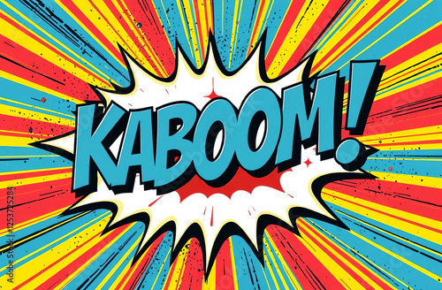 Kaboom! comic style pop art background with explosion