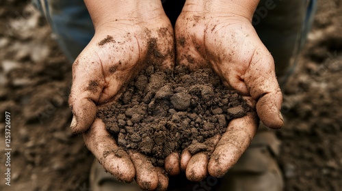Wallpaper Mural A farmer hands holding rich soil, symbolizing the connection between agriculture and sustainability Torontodigital.ca