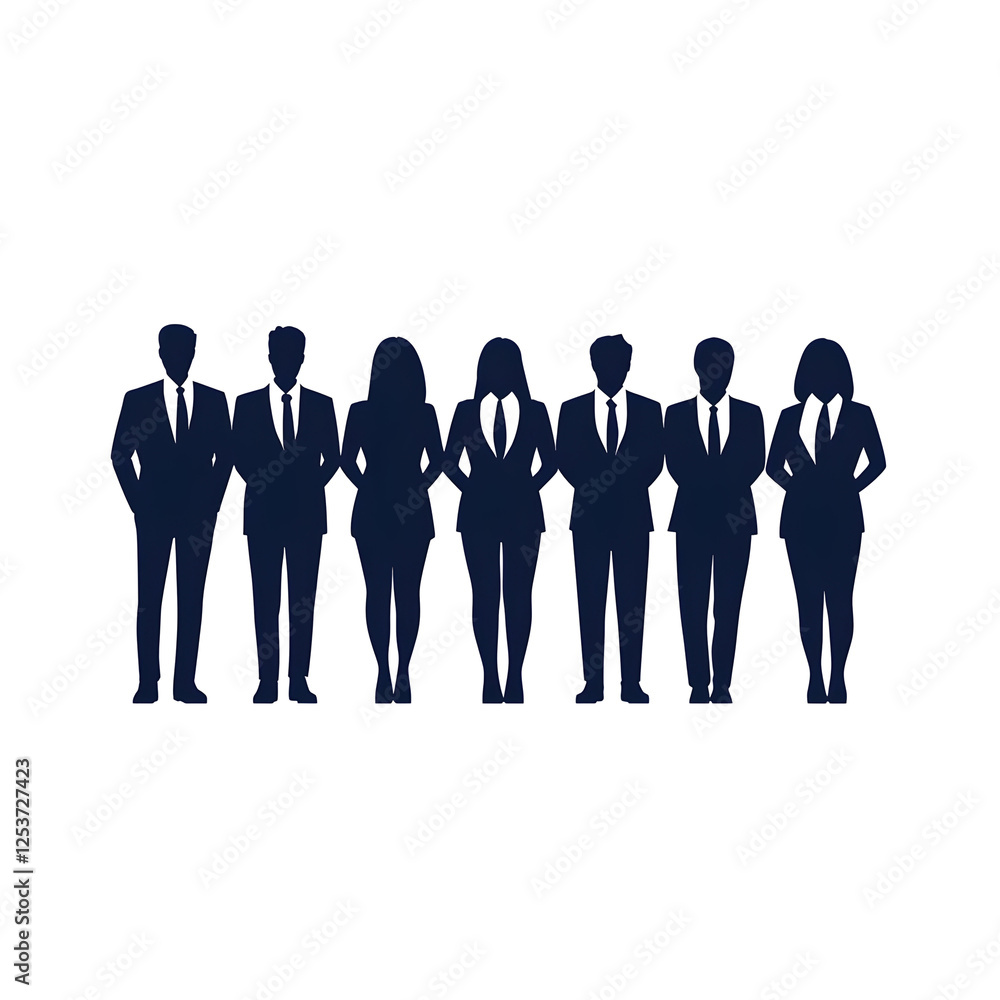 Seven Diverse Business Professionals Standing in Front of Black Background Seven Diverse Business Professionals Standing in Front of Black Background