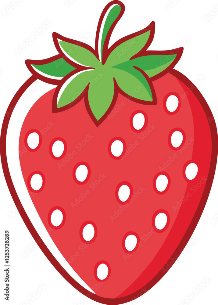 Obraz premium Strawberry hand-drawn colored flat vector illustration isolated on white. Strawberry vector art with a white background