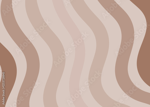 Background, wavy, lines in colors of 2025, mocha mousse. Banner, simple abstract geometric background. Vector graphics, design for poster, web banner.