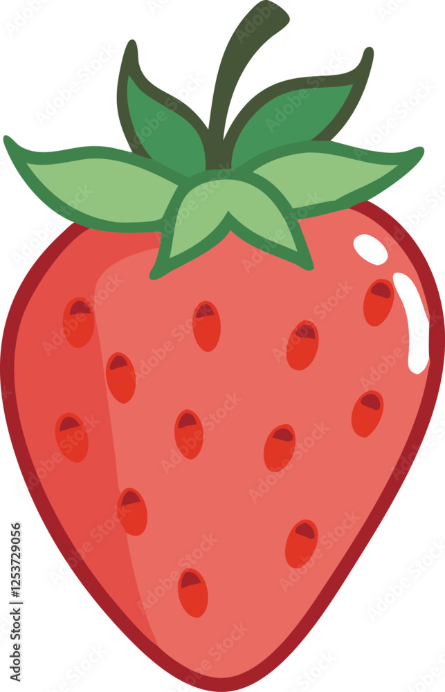 Obraz premium Strawberry hand-drawn colored flat vector illustration isolated on white. Strawberry vector art with a white background