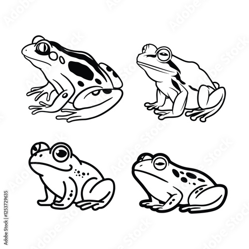 Frog line art drawing illustration